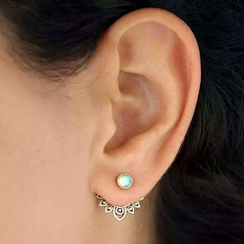 "Lotus Dreamer” Opal Bohemian Hippie Stud Earrings
